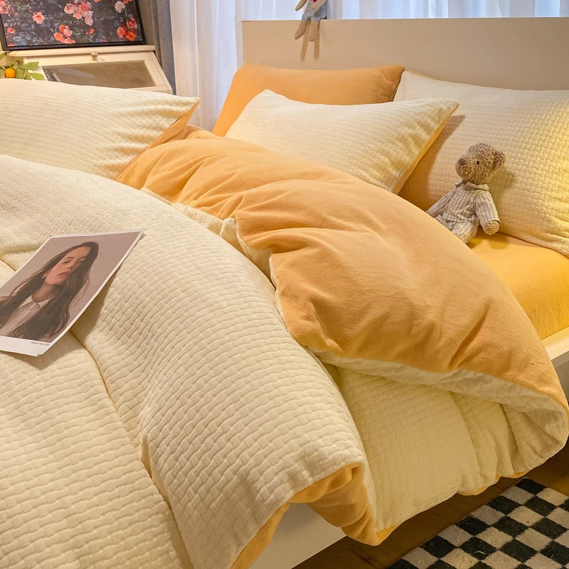 1pc Thicken Winter Super Warm Duvet Cover For Double Bed 3D Carving Milk Velvet Comforter Cover Queen funda nordica cama 150