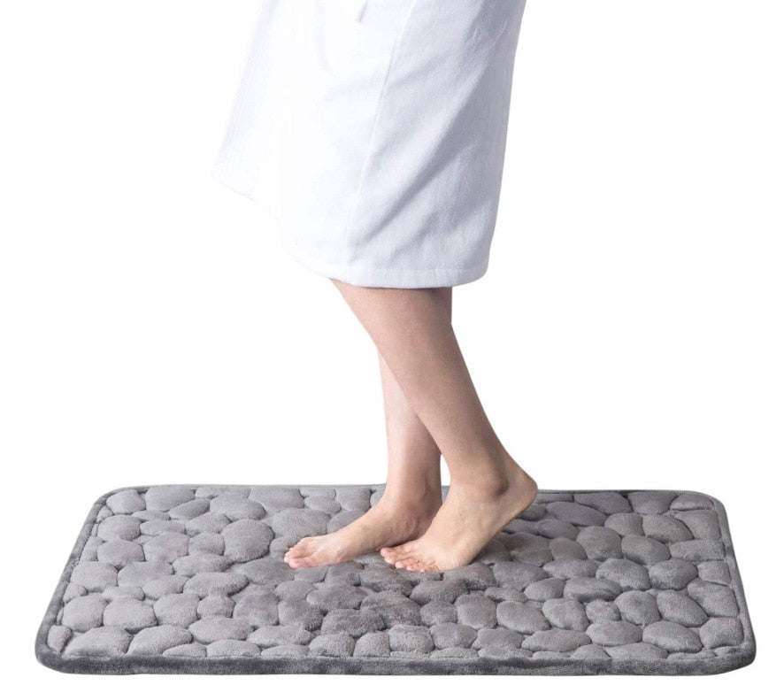 Cobblestone Embossed Bathroom Mat Non-slip Memory Foam Pad