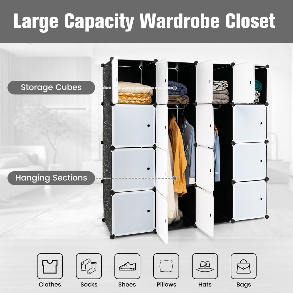 Storage Wardrobe Closet with Hanging Rods