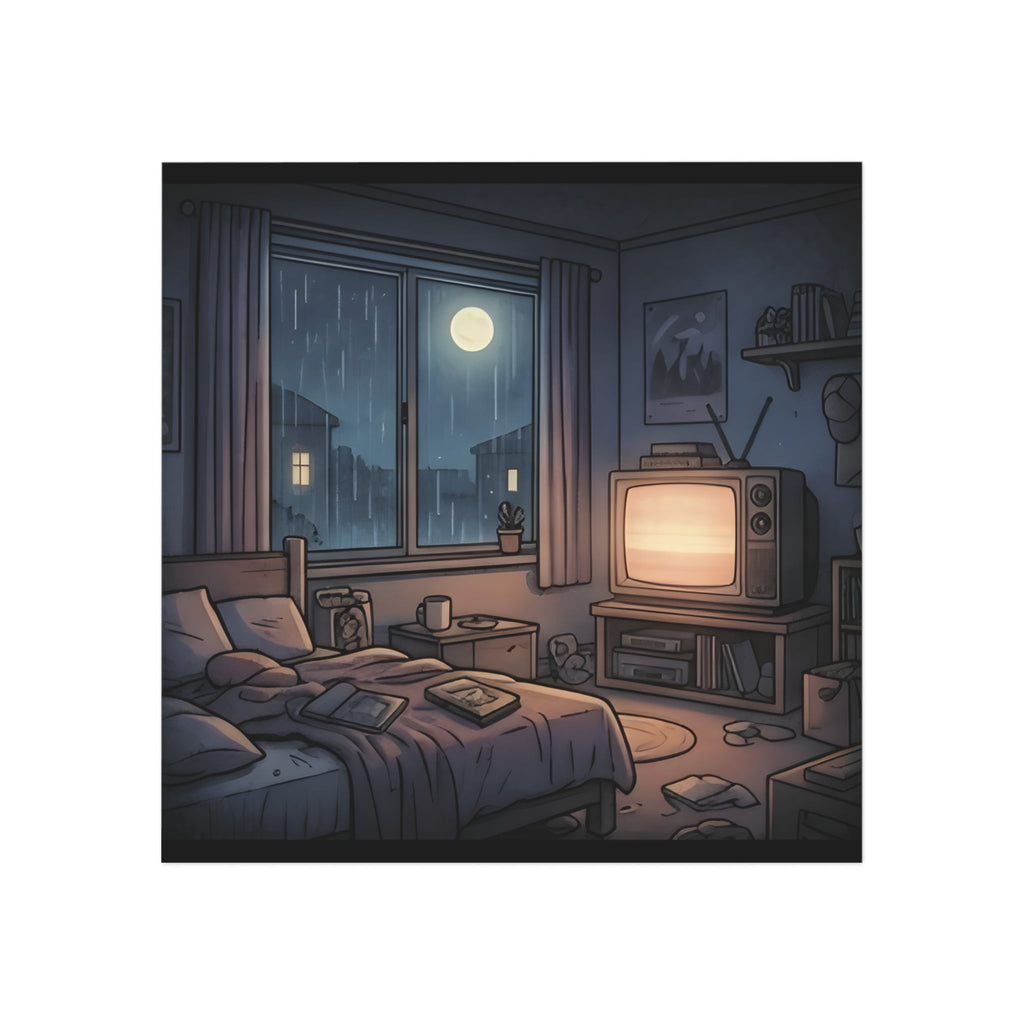Rainy Bedroom | Square Magnet