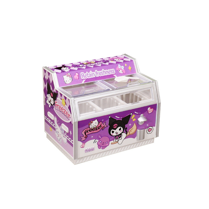Magnetic Fridge Sticker Mini Refrigerator Dollhouse Miniature Playset Ice Cream Cabinet Toy Decoration Simulation