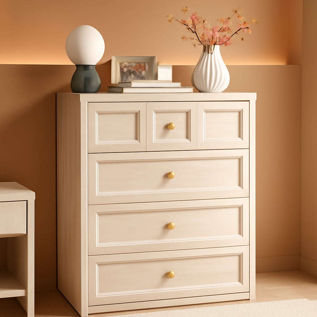 5 Drawer Dresser Grey White Modern Bedroom Storage