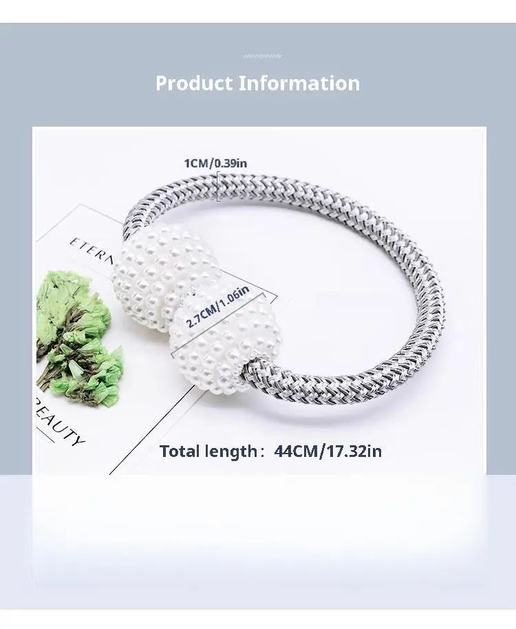 Concise Style Magnetic Curtain Tiebacks Pearl Ball Home Curtain Buckle European Decoration Weave Clips Rope Straps