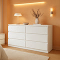 White Six Drawer Dresser Contemporary Bedroom Storage