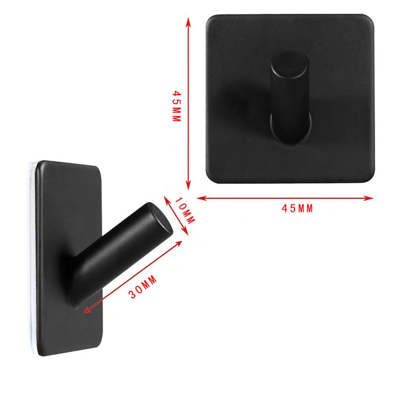 SUS304 Black Robe Hook Wall Hook Towel Hook for Bathroom Stainless Steel Coat Hook Rustproof Hook Hanger for Kitchen Hardware