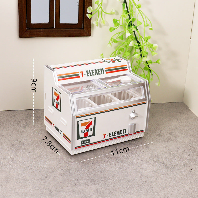 Magnetic Fridge Sticker Mini Refrigerator Dollhouse Miniature Playset Ice Cream Cabinet Toy Decoration Simulation