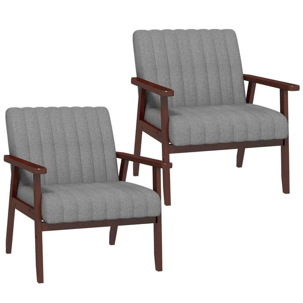 Accent Chair - Tufted Grey Wooden