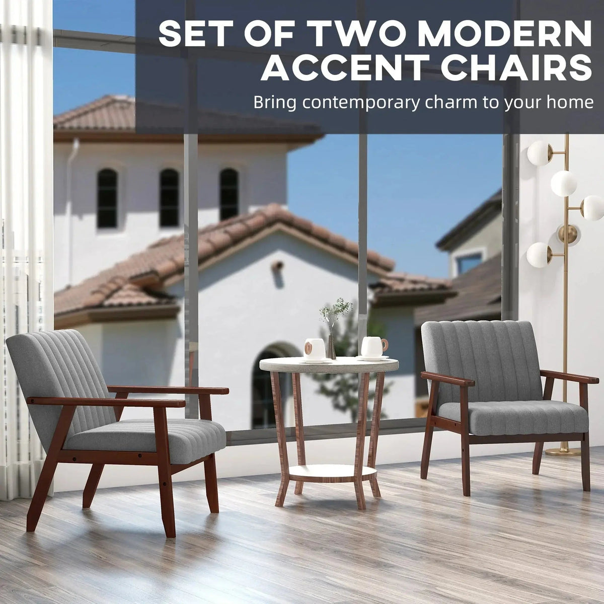 Accent Chair - Tufted Grey Wooden