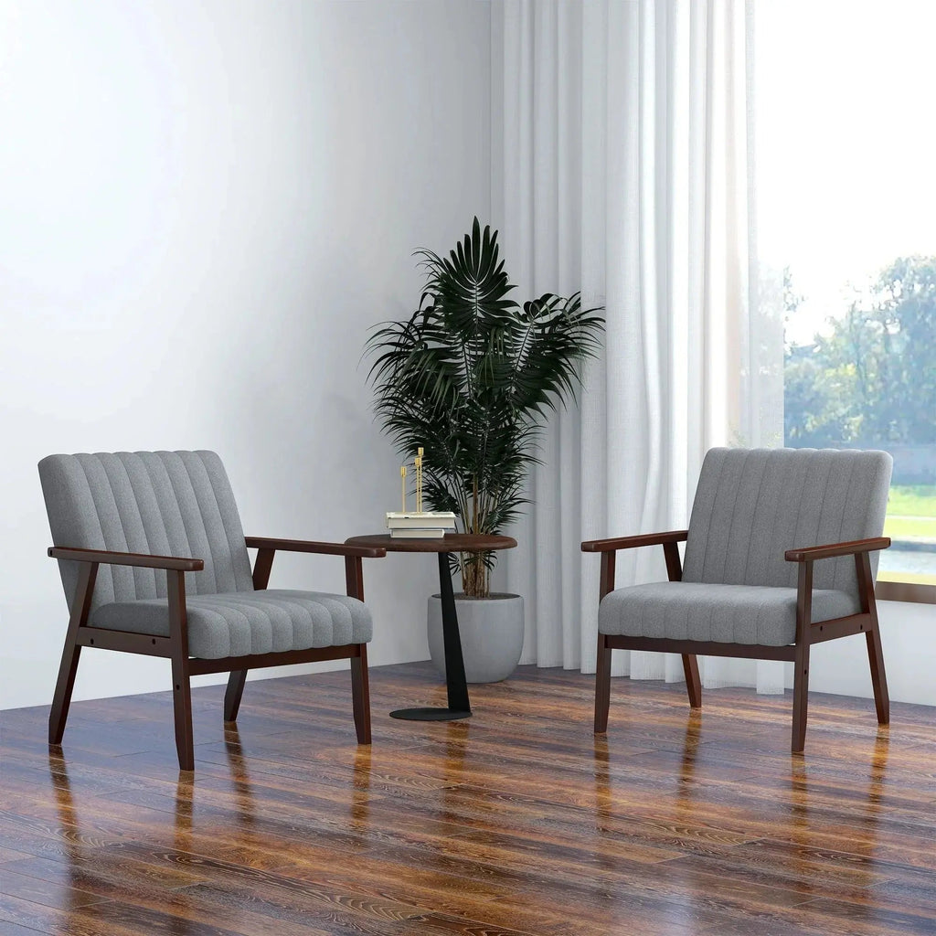 Accent Chair - Tufted Grey Wooden