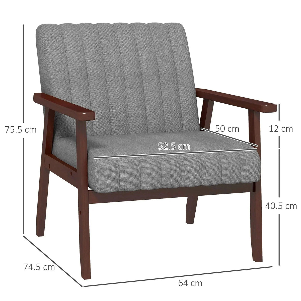 Accent Chair - Tufted Grey Wooden