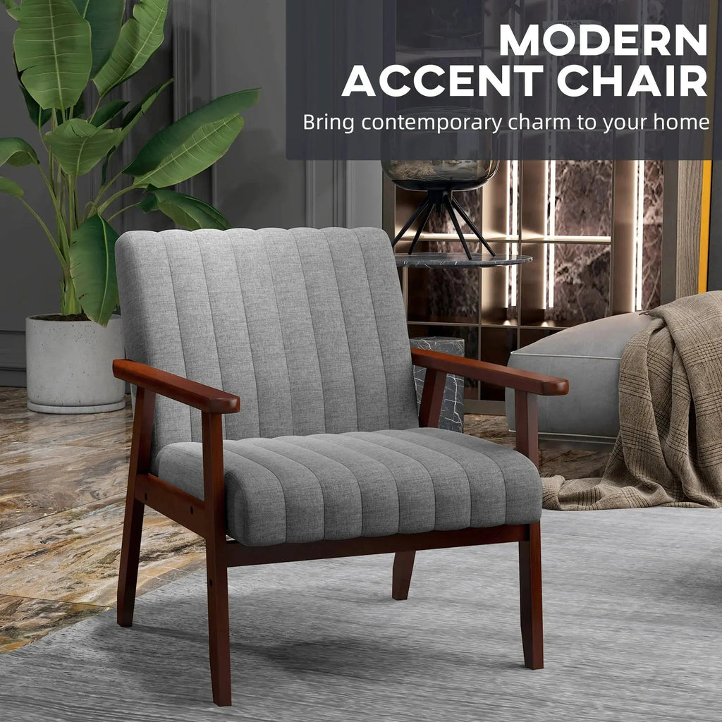 Accent Chair - Tufted Grey Wooden