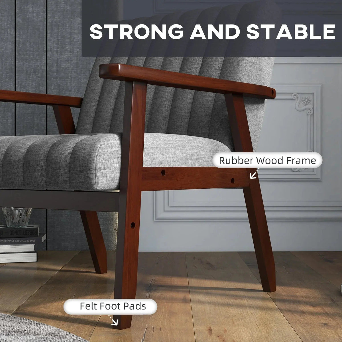 Accent Chair - Tufted Grey Wooden