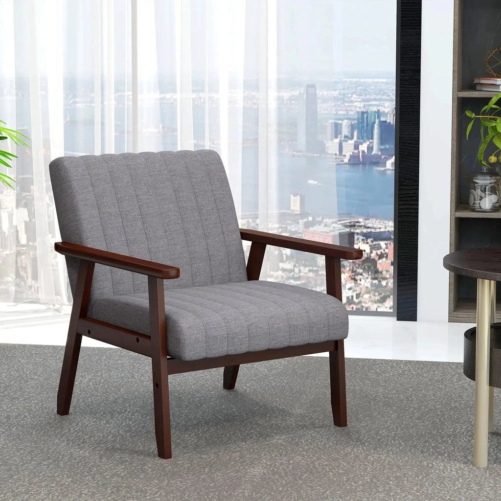 Accent Chair - Tufted Grey Wooden