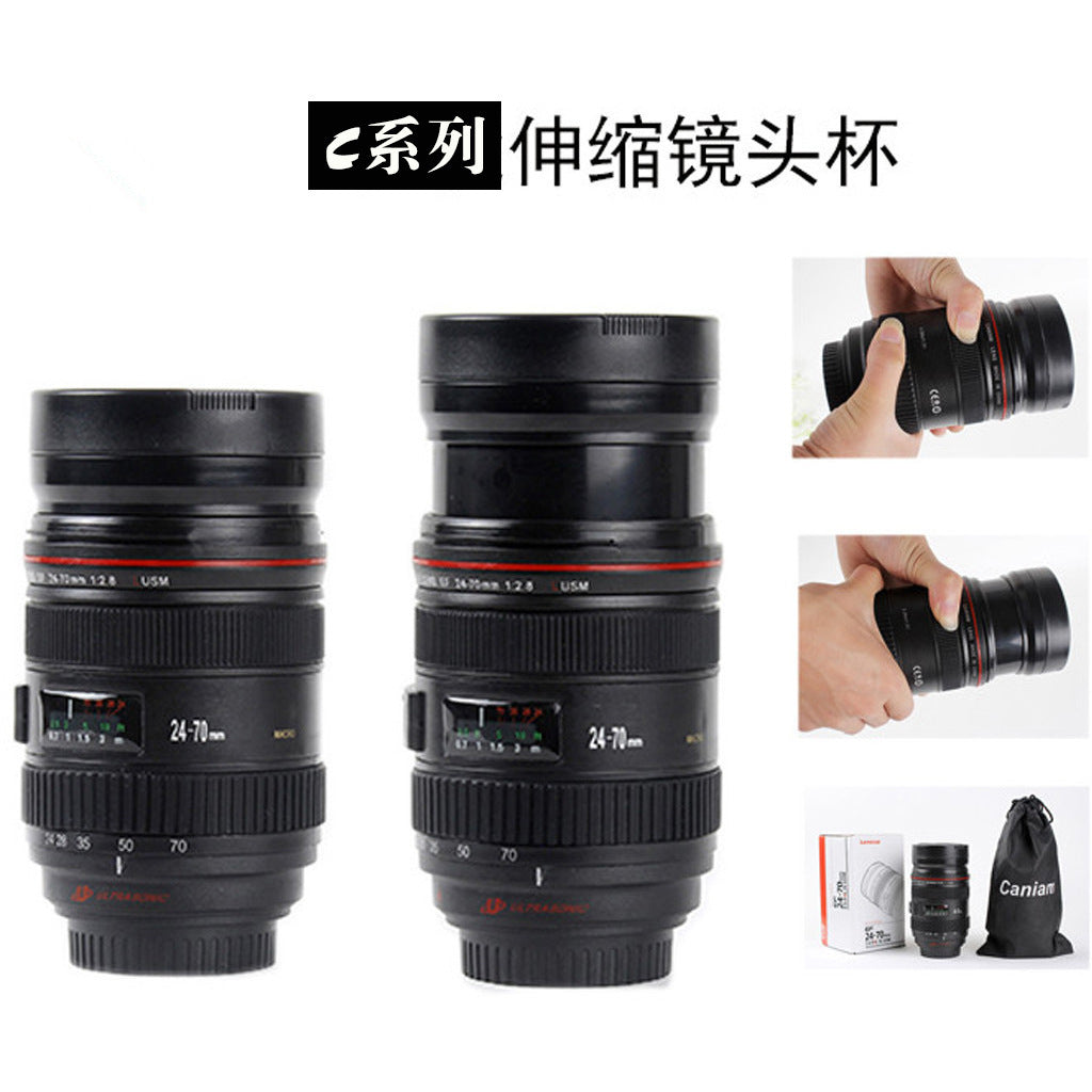 DSLR lens cup stainless steel water cup office coffee cup