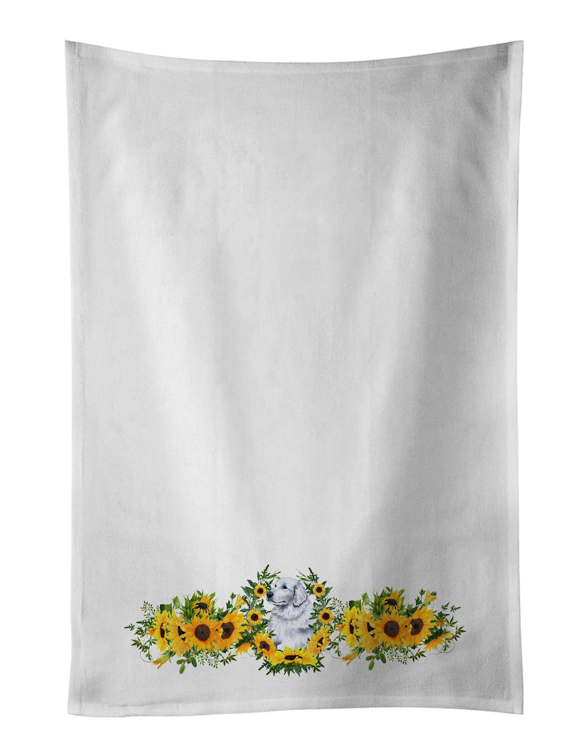 Maremma Sheepdog in Sunflowers Kitchen Towel Set of 2