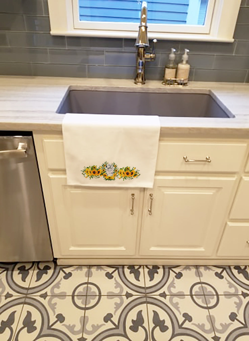 Maremma Sheepdog in Sunflowers Kitchen Towel Set of 2