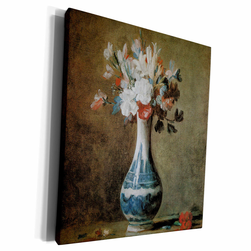3dRose Flowers in a Blue and White Vase by... - Museum Grade Canvas Wrap (cw_126446)