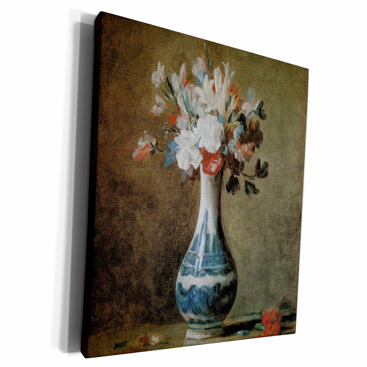 3dRose Flowers in a Blue and White Vase by... - Museum Grade Canvas Wrap (cw_126446)