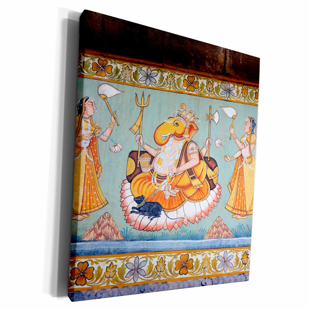 3dRose Mural painted on the wall, Mehrangarh Fort, Jodhpur,... - Museum Grade Canvas Wrap (cw_188254)