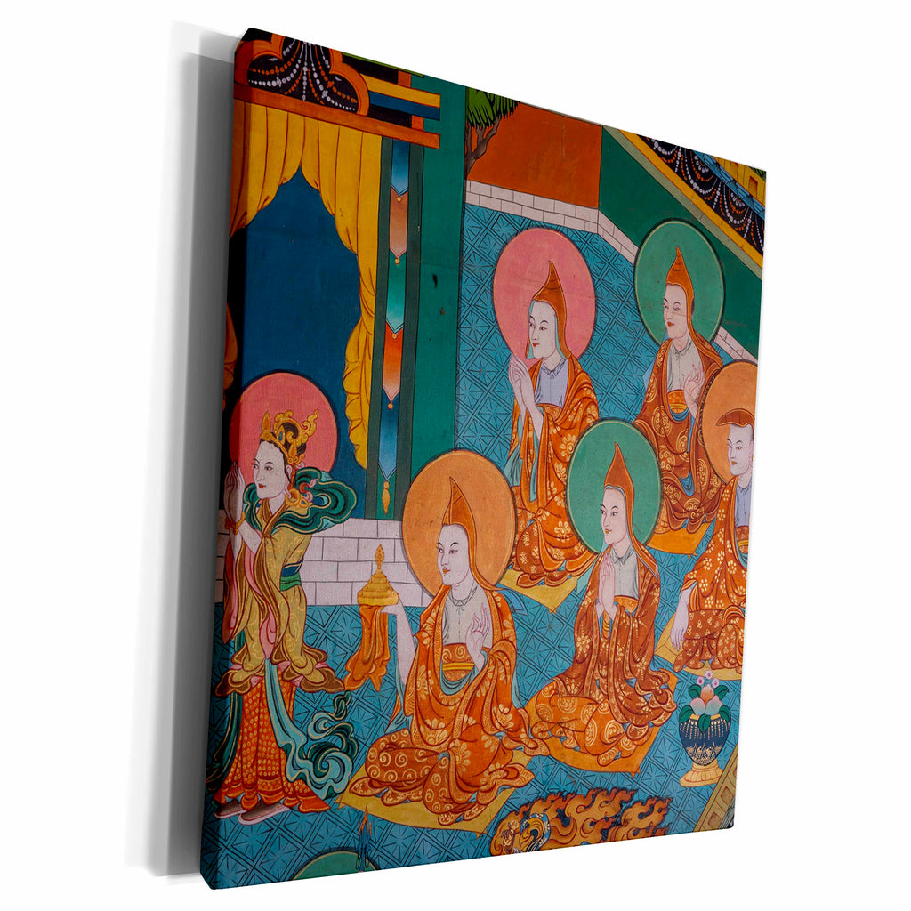 3dRose Mural painting on the walls of a Buddhist temple,... - Museum Grade Canvas Wrap (cw_207270)