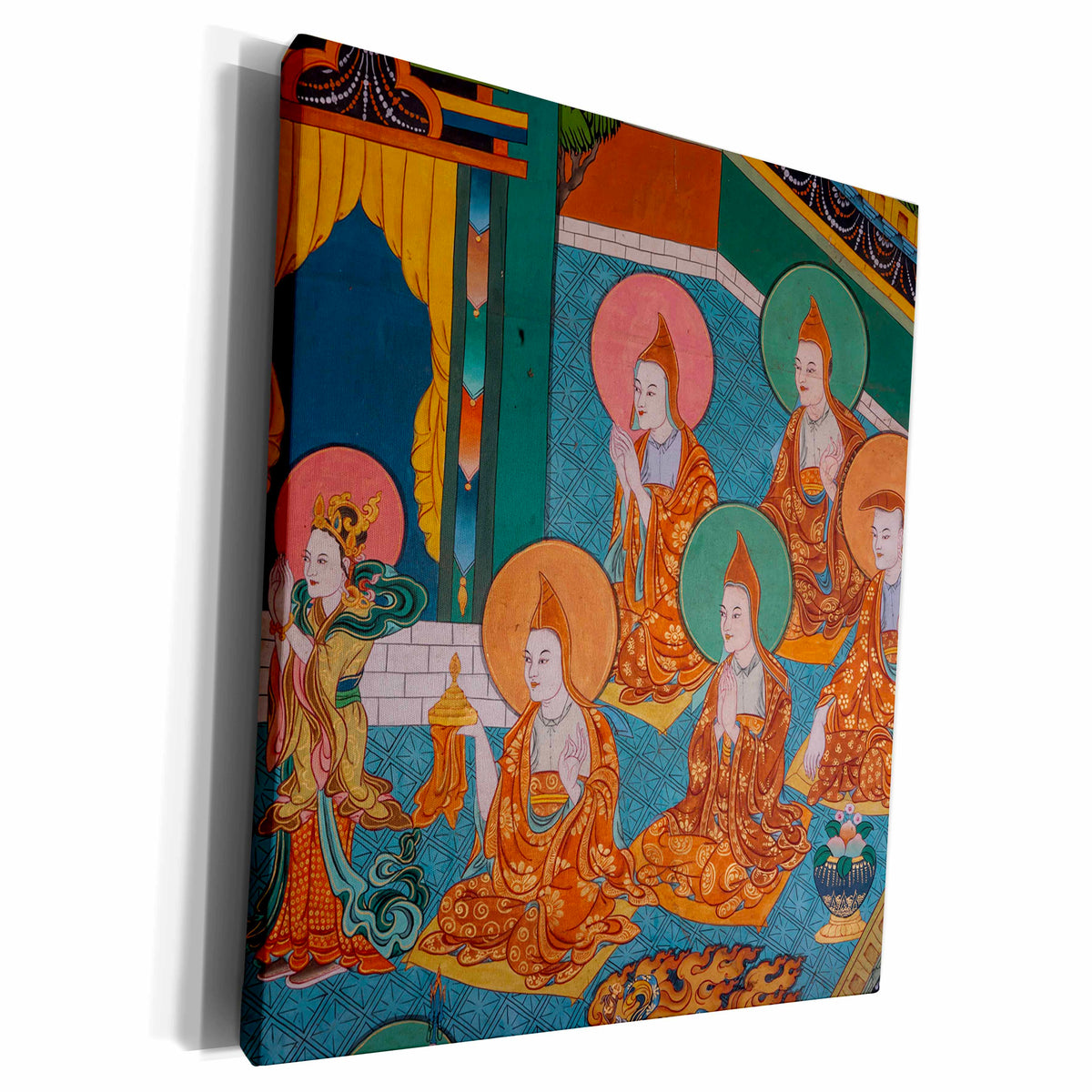 3dRose Mural painting on the walls of a Buddhist temple,... - Museum Grade Canvas Wrap (cw_207270)