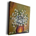 3dRose Artistic white common daisies in a copper colored vase - Museum Grade Canvas Wrap (cw_334045)