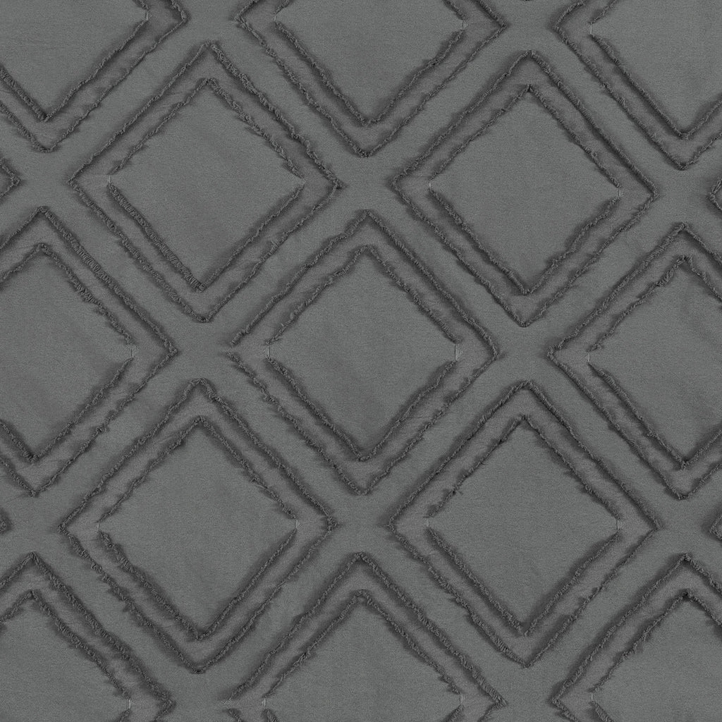 Blake Rod Pocket Window Curtain Panel - 42 Inches Width - Light Filtering - Machine Washable - Geometric Diamond Clipped Design - Textiles & Soft Furnishings - 42x84 - Charcoal