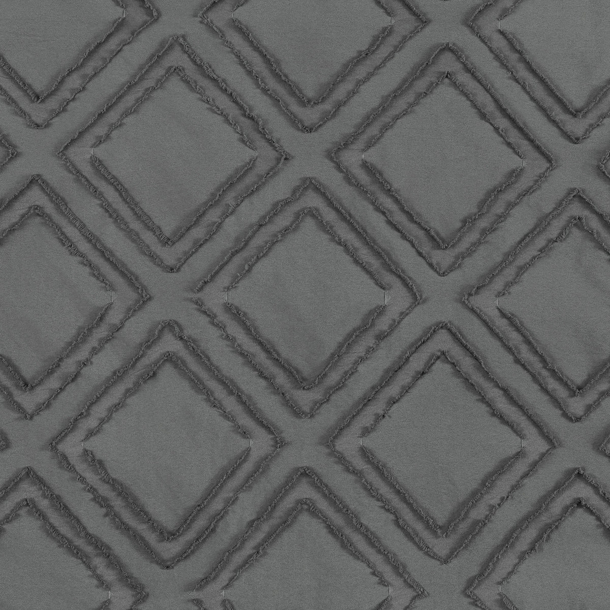 Blake Rod Pocket Window Curtain Panel - 42 Inches Width - Light Filtering - Machine Washable - Geometric Diamond Clipped Design - Textiles & Soft Furnishings - 42x84 - Charcoal