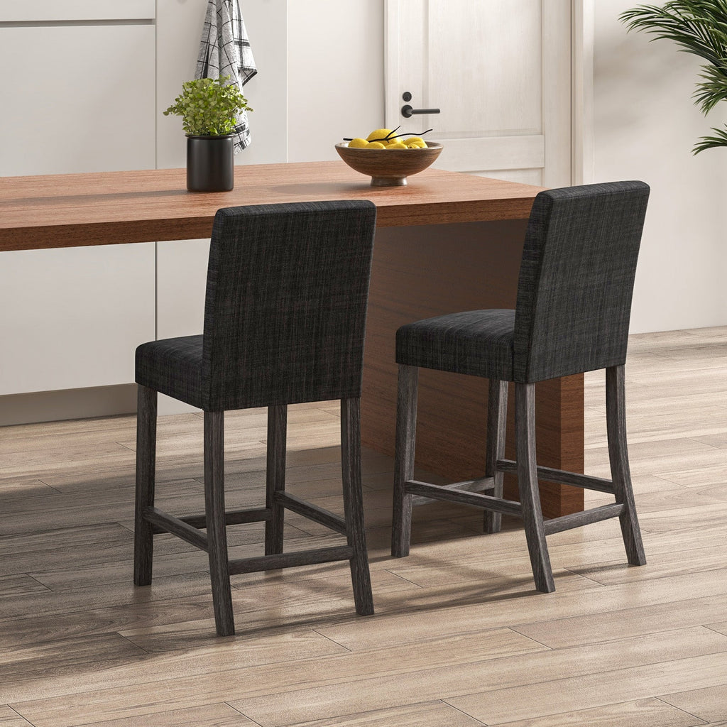 Counter Height Bar Stools Set of 2 with Back and Footrest