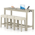 Counter Height Table with 3 Stools and 4-Piece Breakfast Nook Bar Set-Gray