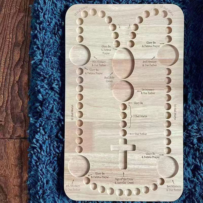 Montessori Inspired Wooden Rosary Board Fun Round Chuck Wooden Beads Creative Art Puzzle Wood DIY Package