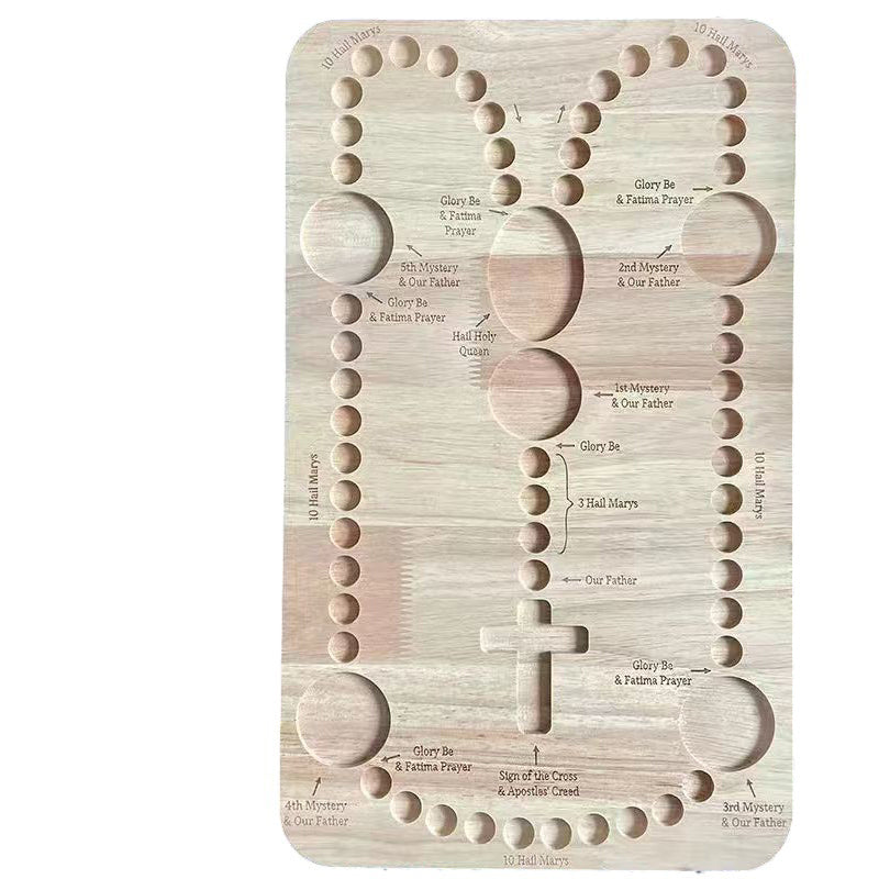 Montessori Inspired Wooden Rosary Board Fun Round Chuck Wooden Beads Creative Art Puzzle Wood DIY Package