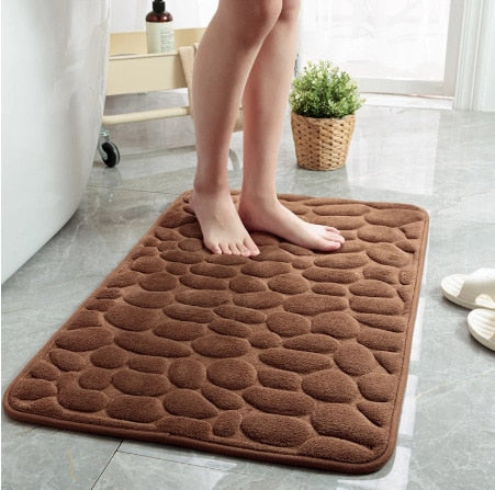 Cobblestone Embossed Bathroom Mat Non-slip Memory Foam Pad