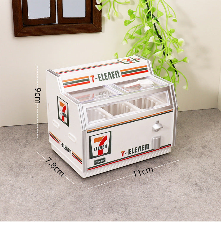 Magnetic Fridge Sticker Mini Refrigerator Dollhouse Miniature Playset Ice Cream Cabinet Toy Decoration Simulation
