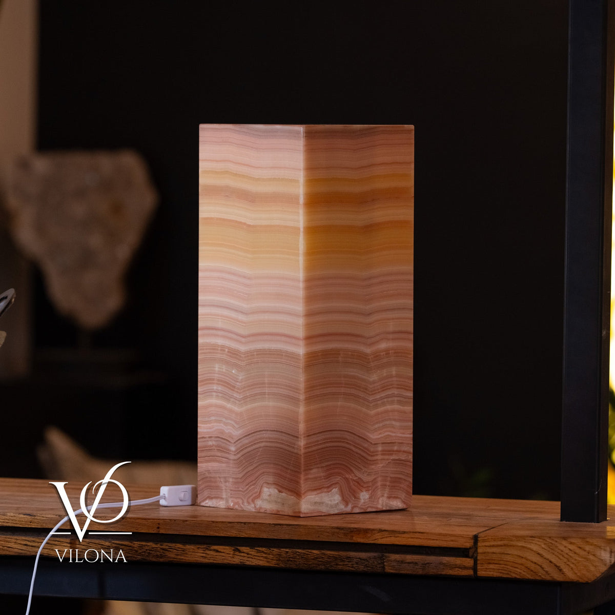 Miami Sunset Onyx Table Lamp – 20″ × 8″ Large Square #1