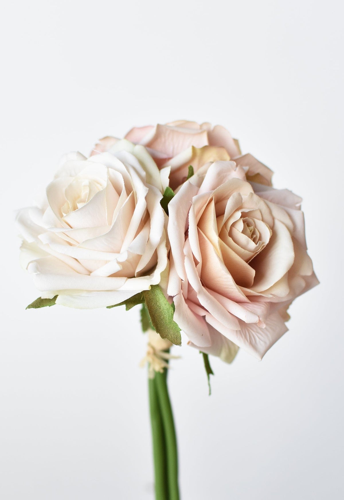 7.5" Faux Pink/Cream Rose Bundle (3 Stems)