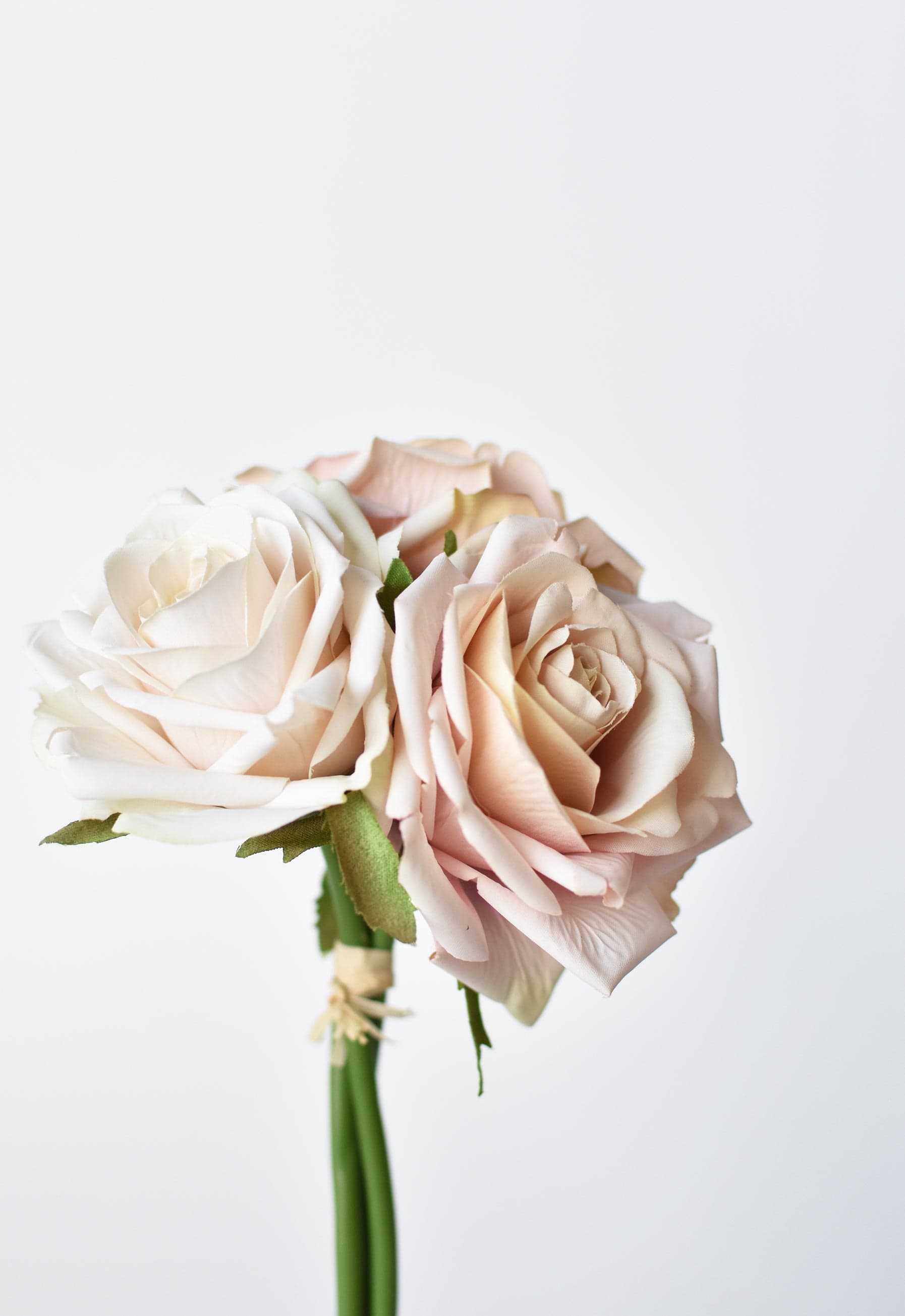7.5" Faux Pink/Cream Rose Bundle (3 Stems)