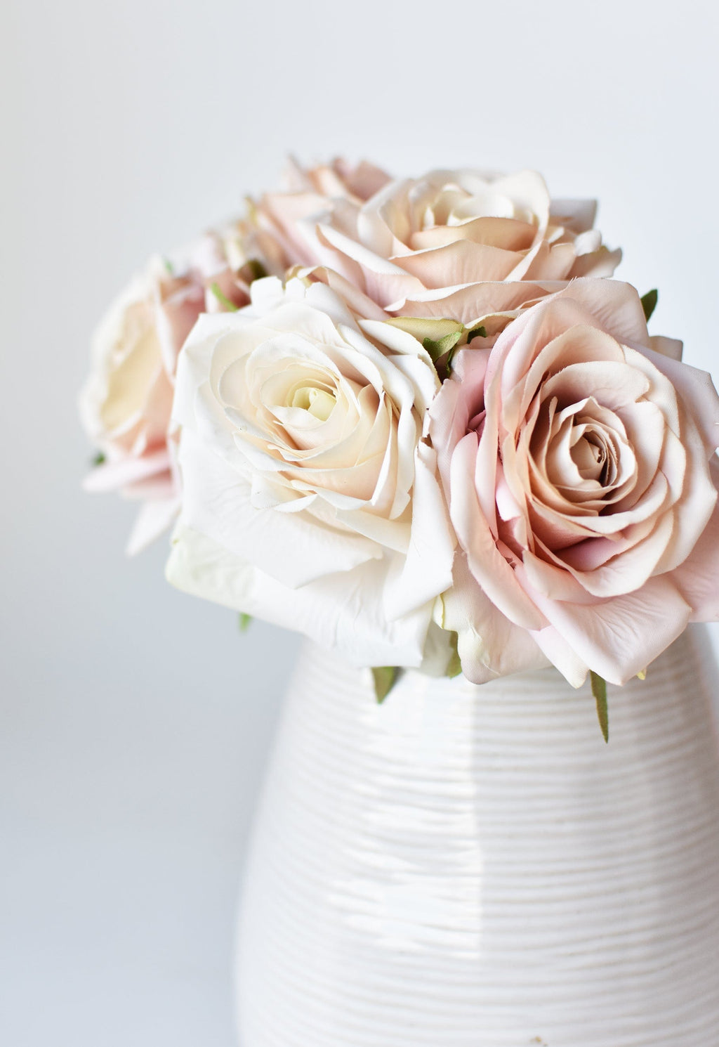 7.5" Faux Pink/Cream Rose Bundle (3 Stems)