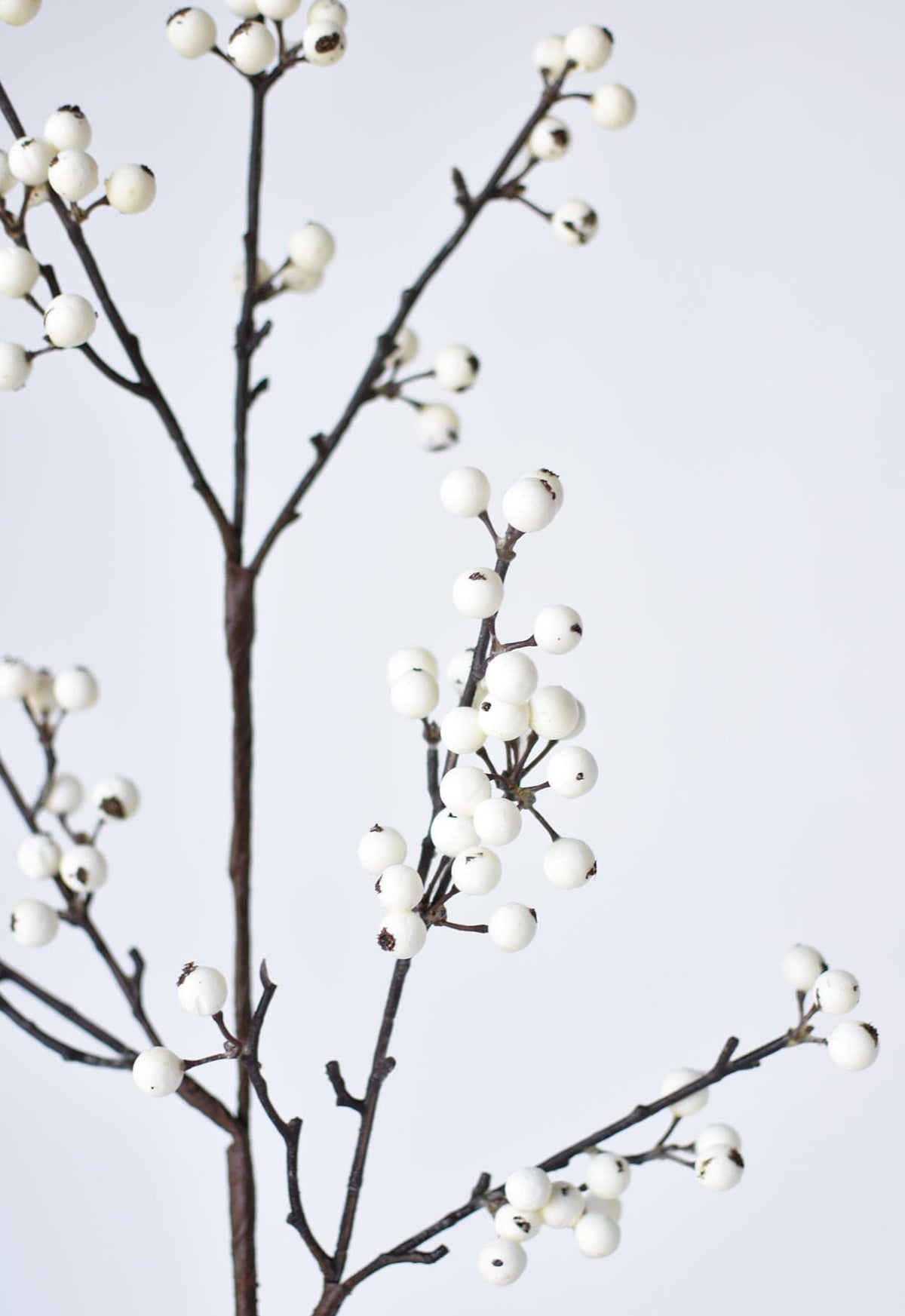 33" Faux White Berry Branch Stem