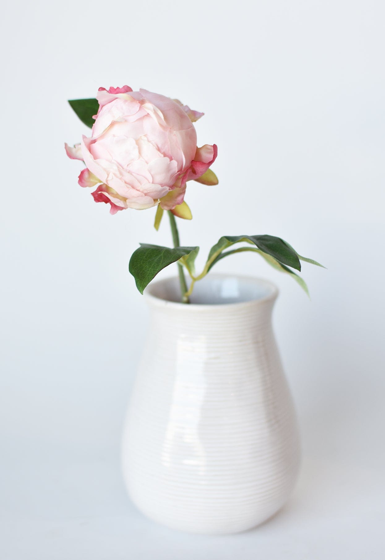 18" Faux Peony Bud Stem Light Pink