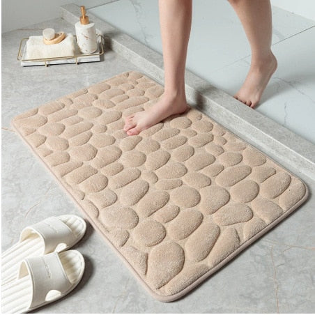 Cobblestone Embossed Bathroom Mat Non-slip Memory Foam Pad