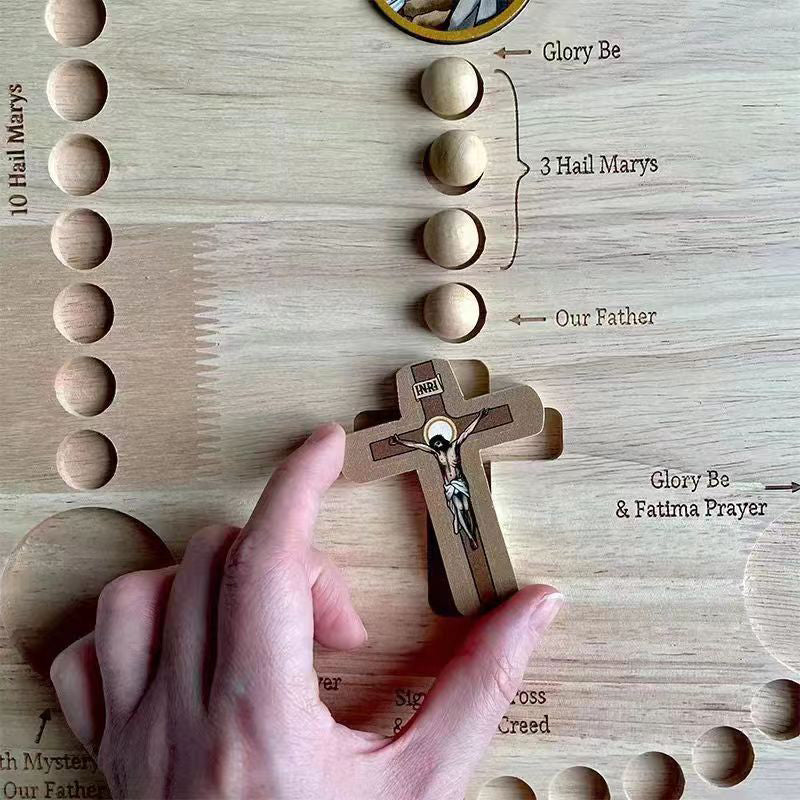 Montessori Inspired Wooden Rosary Board Fun Round Chuck Wooden Beads Creative Art Puzzle Wood DIY Package