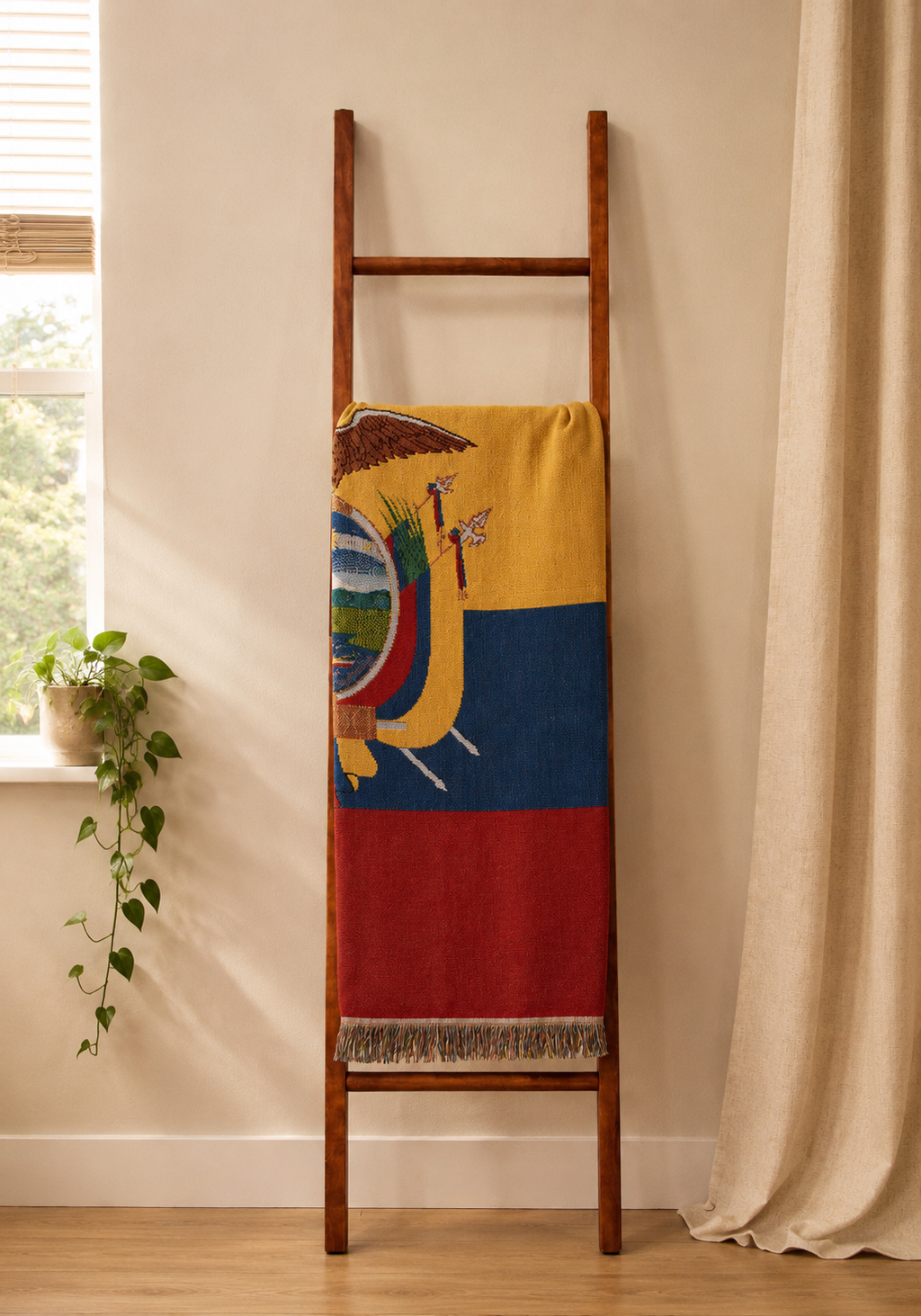 Ecuador Flag Woven Throw Blanket