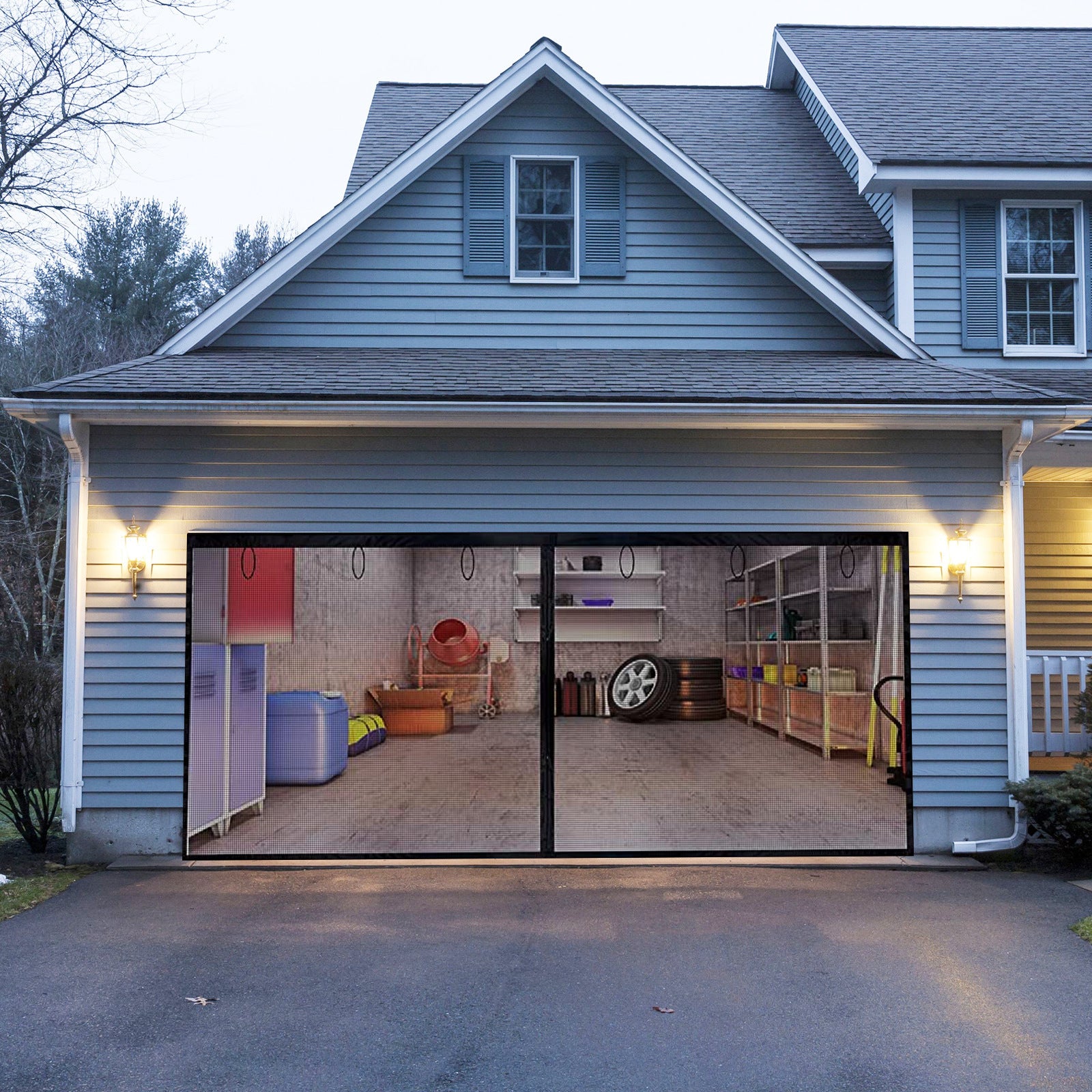 YEGBONG Garage Insect Net Velcro Seamless Retractable Portable Mosquito Net Garage Door Screen Easy Installation