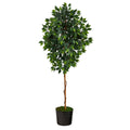 Faux Ficus Tree in Black Planter, 74”