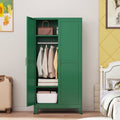 Green Metal Multifunctional Storage Armoire Wardrobe Closet