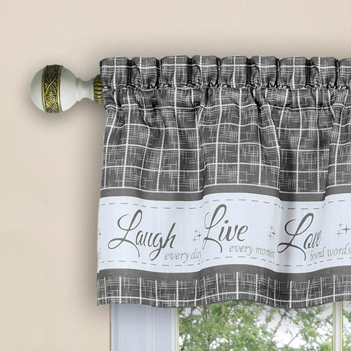 Window Curtain Tier Pair and Valance Set - Grey - 58x36 -  LiveLoveLaugh