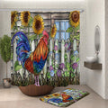 Sunflowers And Rooster Painting Bathroom Panel