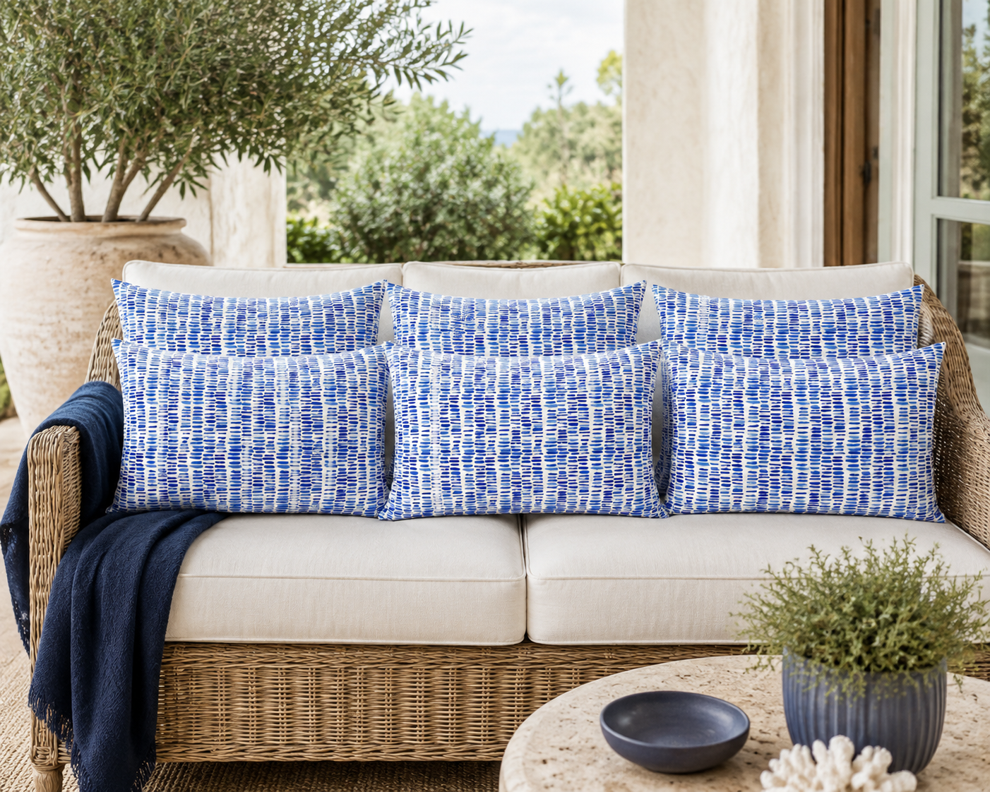 Blue Rain Outdoor Cushion Covers – 2 Pack | Coastal Patio Pillow Covers | Fits IKEA Duvholmen & Kuddarna