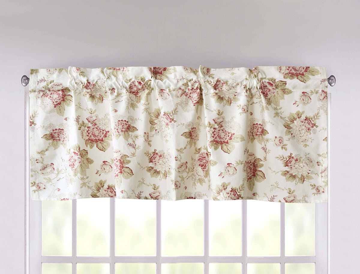 DaDa Bedding Dainty Floral Garden Pastel Roses Cottage Window Curtain Valance - 18" x 52" (3036)